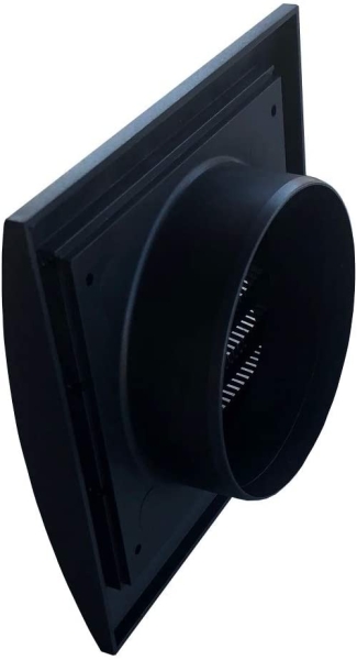 Lüftungsgitter anthrazit 19 x 19 cm mit Stutzen DN 125 mit perforierten Insektenschutz, Edelstahlschrauben, Dübel, Schaumgummidichtung